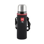 Cello Duro Flip Thermosteel Flask with Jacket is a 1-litre double wall insulated flask