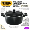 Hawkins Cook n Serve Casserole with Glass (IACB40G) Sauce Pan 24.1 cm diameter with Lid 4 L capacity (Hard Anodised, Induction Bottom) - Image 2