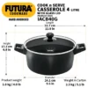 Hawkins Cook n Serve Casserole with Glass (IACB40G) Sauce Pan 24.1 cm diameter with Lid 4 L capacity (Hard Anodised, Induction Bottom) - Image 3