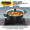 Hawkins Cook n Serve Casserole with Glass (IACB40G) Sauce Pan 24.1 cm diameter with Lid 4 L capacity (Hard Anodised, Induction Bottom) - Image 4